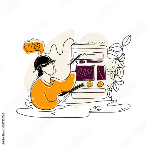 Design engineer coding software developer programming technology website development application design project management verctor art illustration png