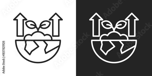 Green Growth Icon In Black And White Outline Style