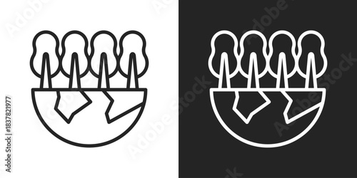 Global Forest Icon In Black And White Outline Style