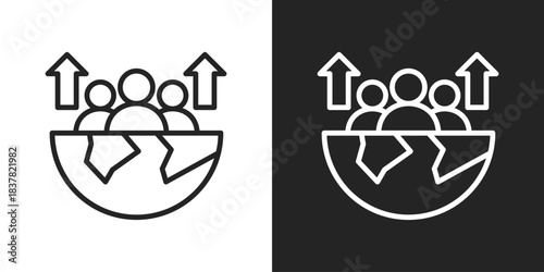 community Icon In Black And White Outline Style