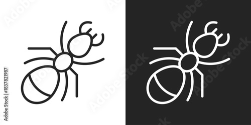 Ant Icon In Black And White Outline Style
