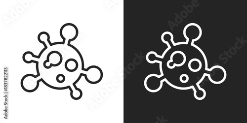 Microbe Icon In Black And White Outline Style