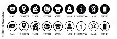 Contact Us Icon Set for Business Communication and Website Interface.
