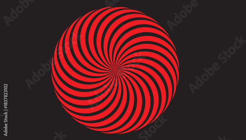 Red Spiral Optical Illusion – Hypnotic Twirl Circular Design Vector on Dark Background