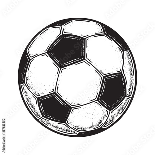 Vintage Black and White Soccer Ball Vector Illustration