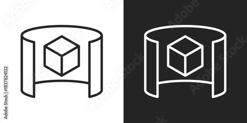 Virtual Reality Icon In Black And White Outline Style
