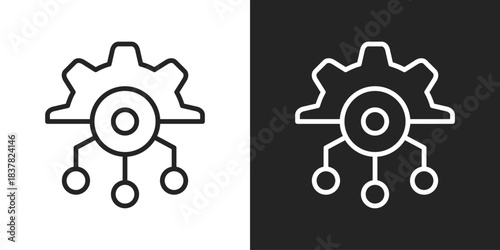 Network Icon In Black And White Outline Style