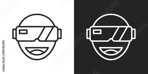 AR Glasses Icon In Black And White Outline Style
