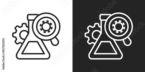 Bio Research Icon In Black And White Outline Style