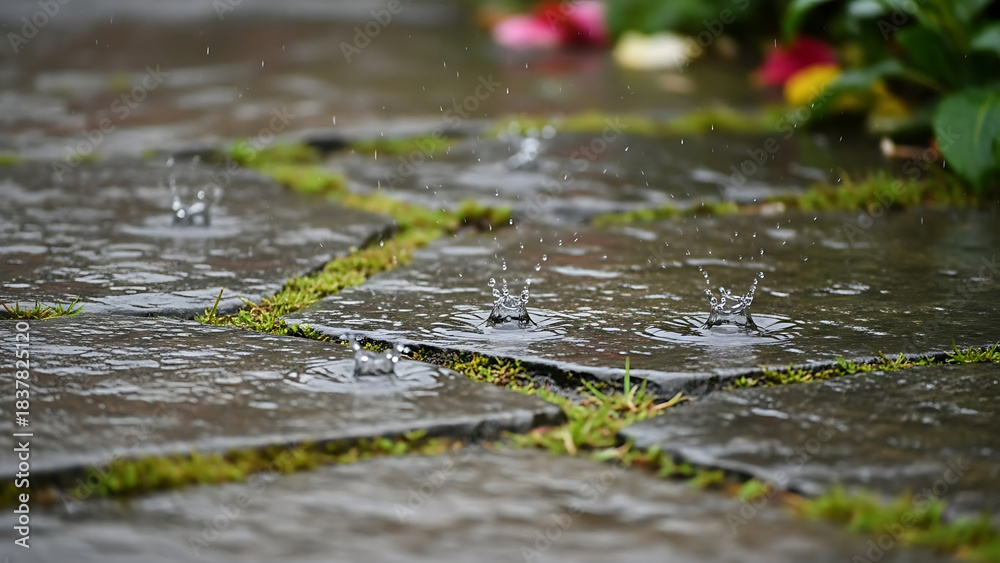 Fototapeta premium “Atmospheric Rainfall Scenes and Moody Nature Details for Microstock Photography”