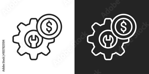 Account maintenance Icon In Black And White Line Style
