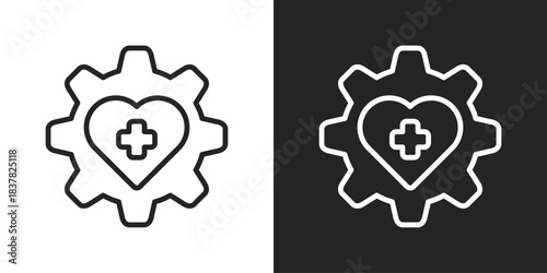 Medicare Icon In Black And White Line Style