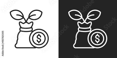 Investment Icon In Black And White Line Style