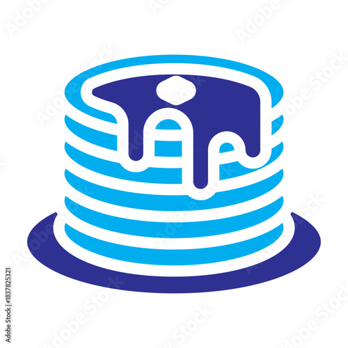 Color icon of stacked pancakes with syrup dripping, bold solid lines, traditional Pancake Day symbol