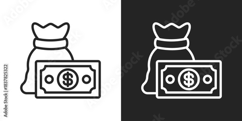 Money saving Icon In Black And White Line Style