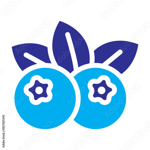 Color icon of blueberries, bold outline, pancake fruit topping ingredient