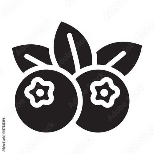 Glyph icon of blueberries, bold outline, pancake fruit topping ingredient