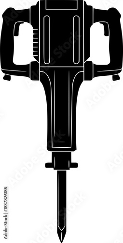 Construction Jackhammer Vector Silhouette Icon