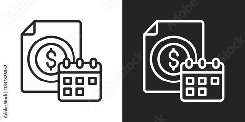 Financial Planning Icon In Black And White Line Style