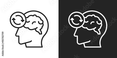 Positive Thinking Icon In Black And White Line Style
