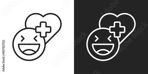 Emotional Intelligence Icon In Black And White Line Style