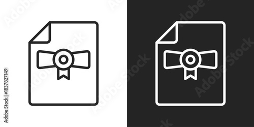 Certification Icon In Black And White Line Style