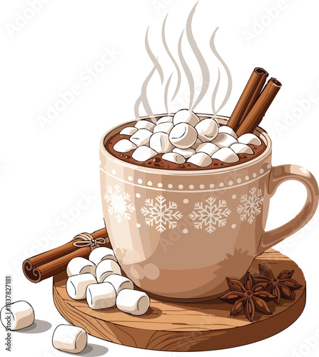 Festive christmas tea party illustration with holiday elements