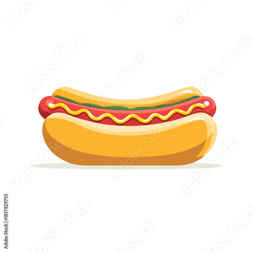 Simple flat 2D vector graphic of Hot Dog, modern icon look, displayed on a pure white background.