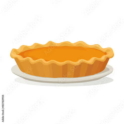 Simple flat 2D vector graphic of Pumpkin Pie, modern icon look, displayed on a pure white background.