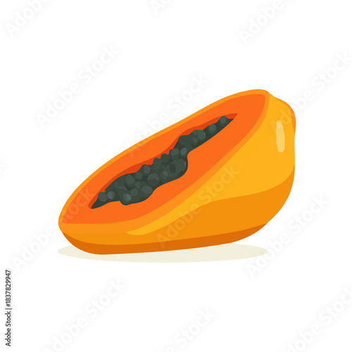 Simple flat 2D vector graphic of Papaya, modern icon look, displayed on a pure white background.