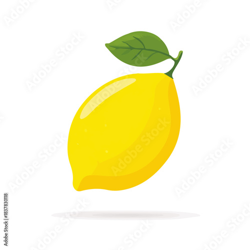 Lemon, modern 2D flat vector illustration in icon style, isolated on pure white background.