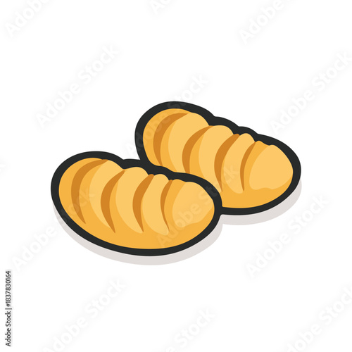 Flat 2D vector illustration of Gnocchi, simple icon style on a clean white background.