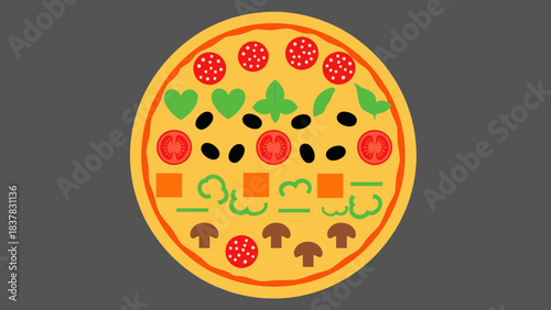 Customizable Pizza Toppings Layout Vector