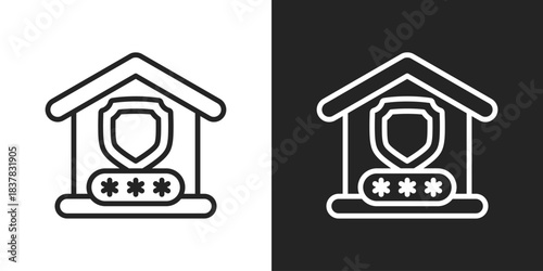 Password Protection Icon In Black And White Line Style