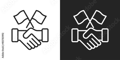 Peace Agreement Icon In Black And White Line Style