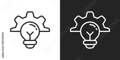 Security Innovation Icon In Black And White Line Style
