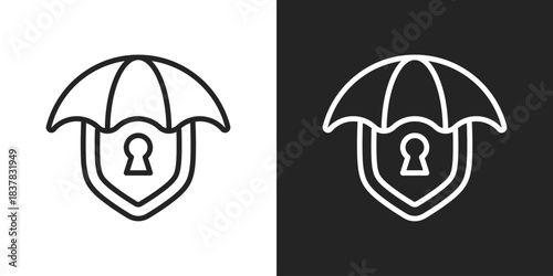 Cyber Insurance Icon In Black And White Line Style