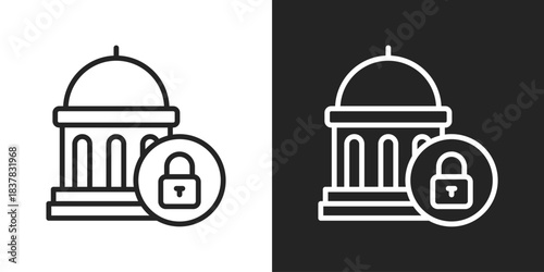 Government Security Icon In Black And White Line Style