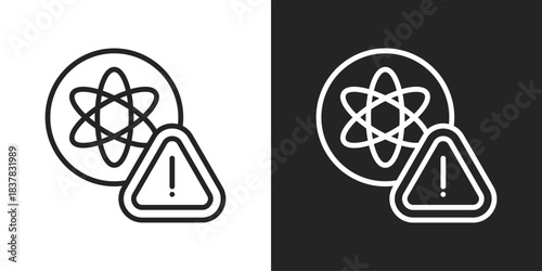 Nuclear Threat Icon In Black And White Line Style