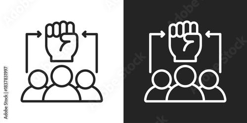 Strategic Planning Icon In Black And White Line Style