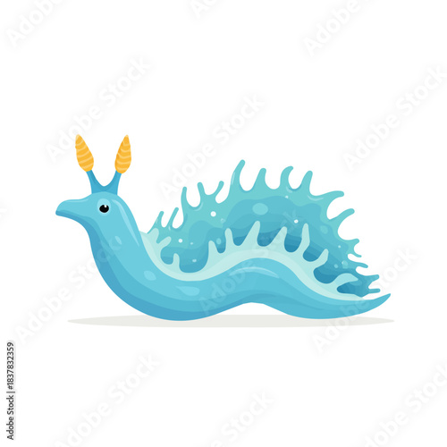 Sea Slug, modern 2D flat vector illustration in icon style, isolated on pure white background.