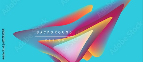 Abstract fluid shapes, vibrant colors, turquoise background. Modern design elements create dynamic visual impact. Smooth gradients, flowing forms.