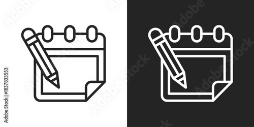 Notes Icon In Black And White Line Style