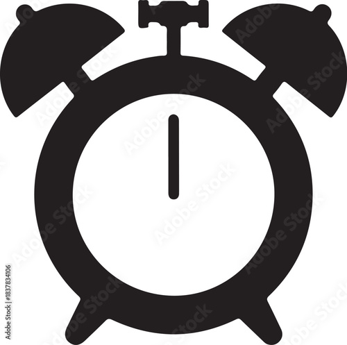 Silhouette of an alarm clock with bells Keywords: alarm clock, time, wake up, morning, schedule