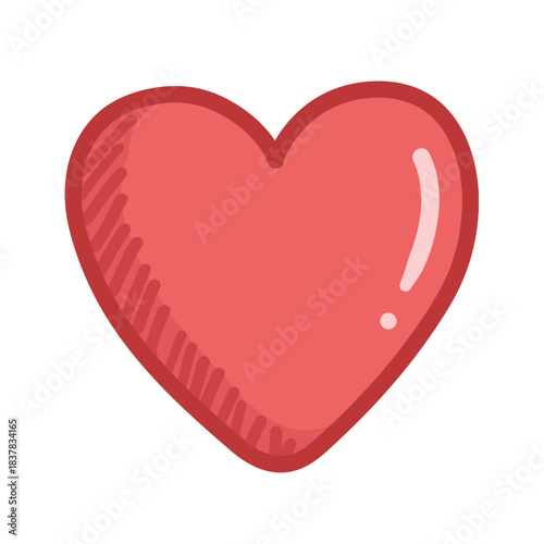 Heart symbol illustration in red color with glossy finish