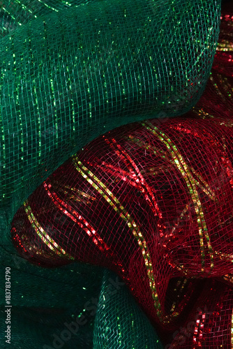 Abstract Christmas Holiday Ribbon Texture (Green & Red)