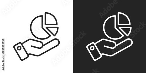 Data Investment Icon In Black And White Line Style
