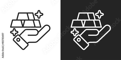 Gold Value Icon In Black And White Line Style