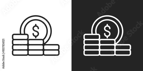 Capital Assets Icon In Black And White Line Style