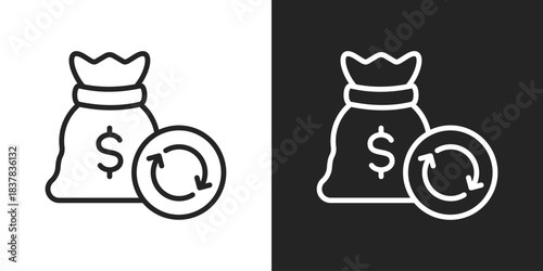 Cash Flow Icon In Black And White Line Style
